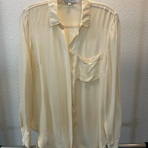 J Crew 100 % Silk Cream Button-Up Blouse